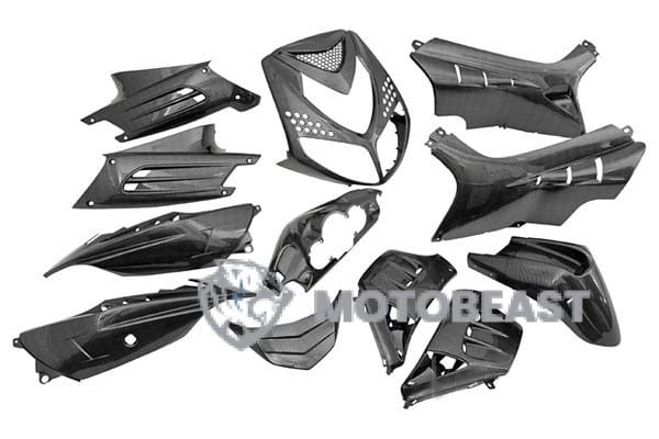 Peugeot Speedfight 2 Str8 plastikų komplektas (13 dalių) CARBON