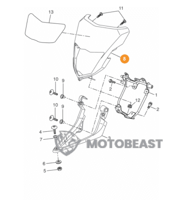 Yamaha WR125 Priekinės lempos plastmasė