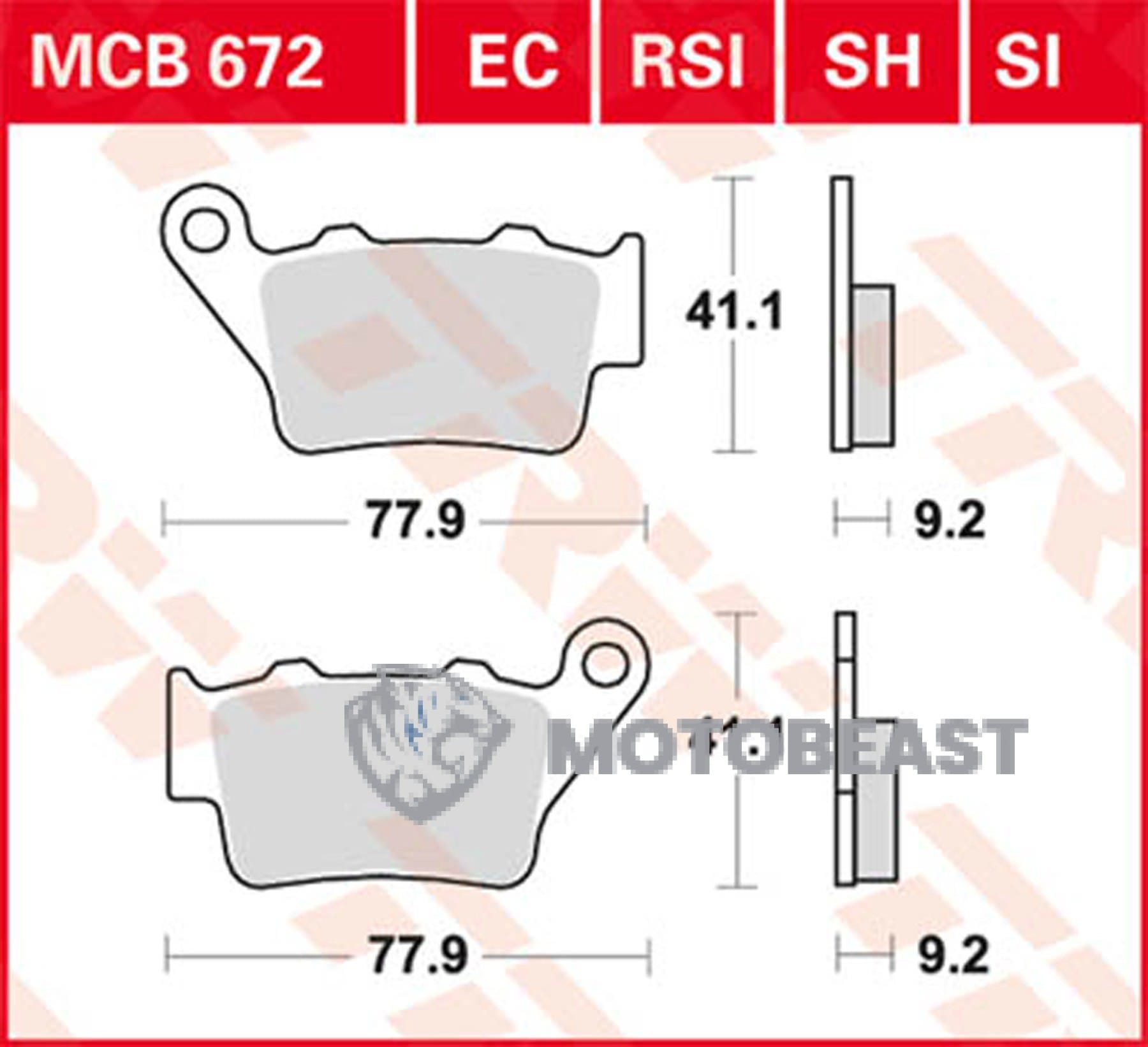KTM Duke 125 TRW galinės Stabdžių kaladėlės