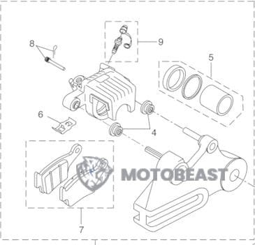 Yamaha WR 125 galinių stabdžių supporto gumos (4NR)