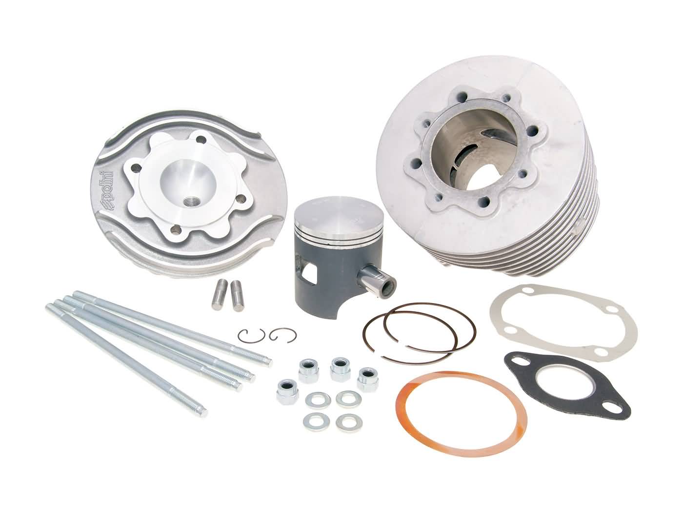 Cilindro komplektas Polini aliuminio racing Evolution 130cc 57mm, skirtas Vespa 125 ETS, PK, Primavera 2T, Primavera ET3 2T, XL