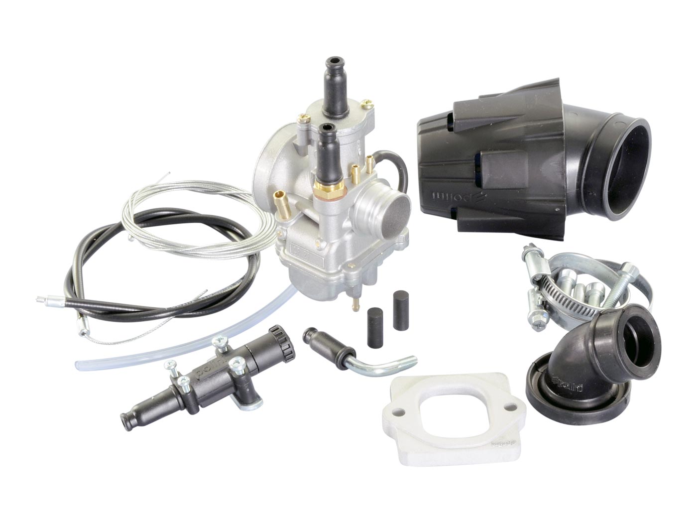 karbiuratoriaus komplektas Polini 21mm, skirtas Aprilia, Derbi, Gilera, Italjet, Piaggio, Vespa 50cc 2 taktams