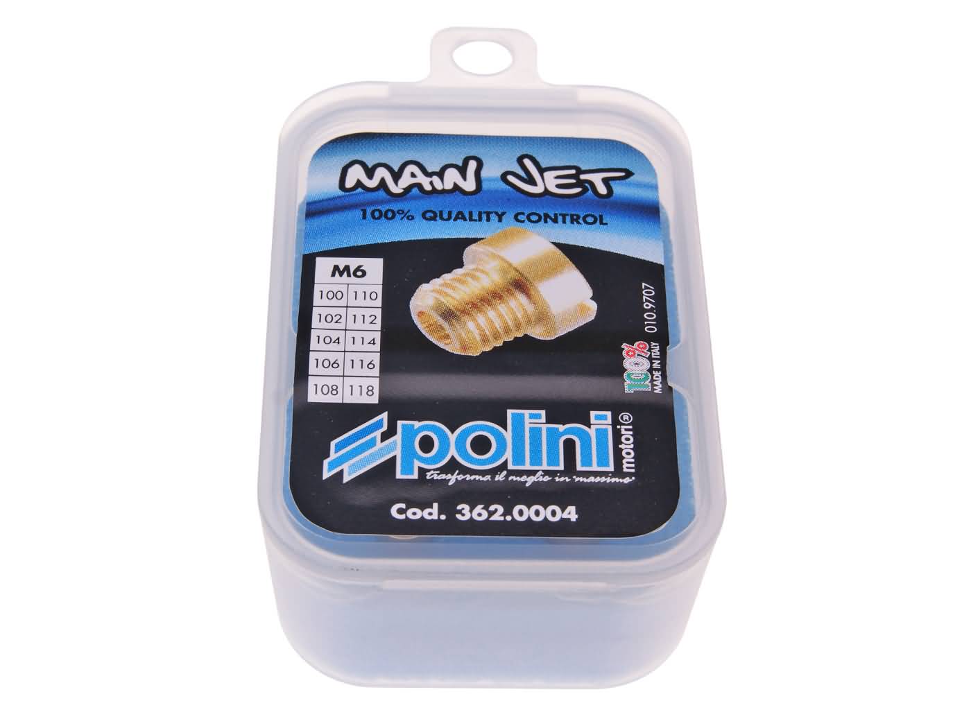 MAIN JET žiklerių komplektas Polini Dellorto karbiuratoriui 6mm 100-118 dydis