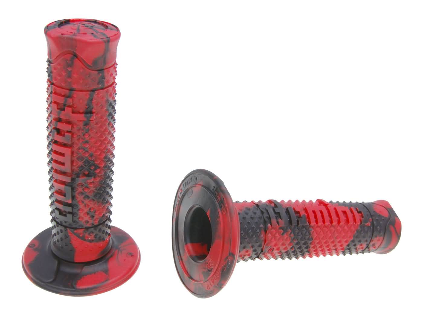 vairo gripsai / guminės rankenos komplektas Domino A260 OFF-ROAD gyvatukas juoda/raudona