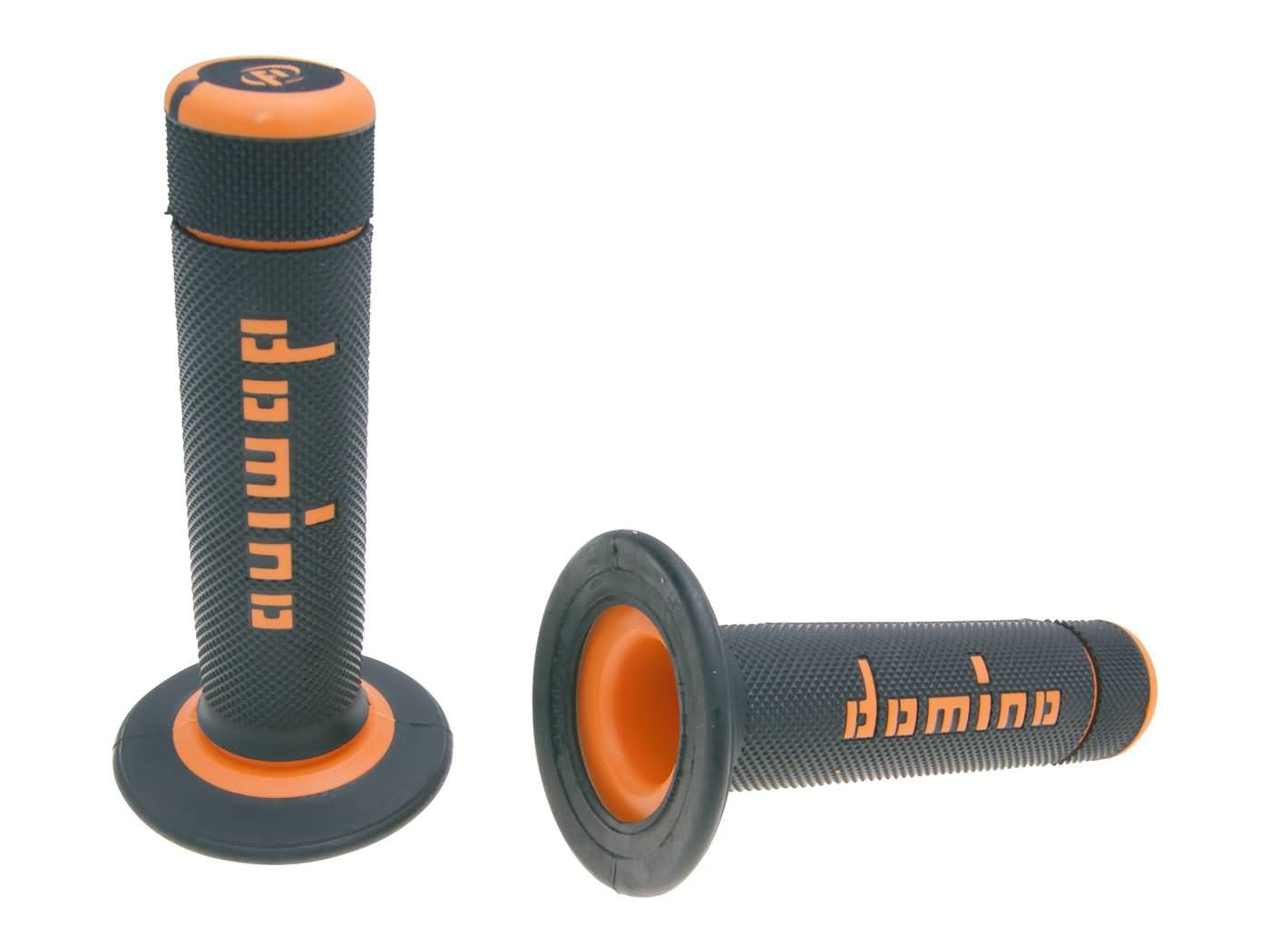 vairo gripsai / guminės rankenos komplektas Domino A020 ​​OFF-ROAD pusiau vaflinis juodas/oranzinis