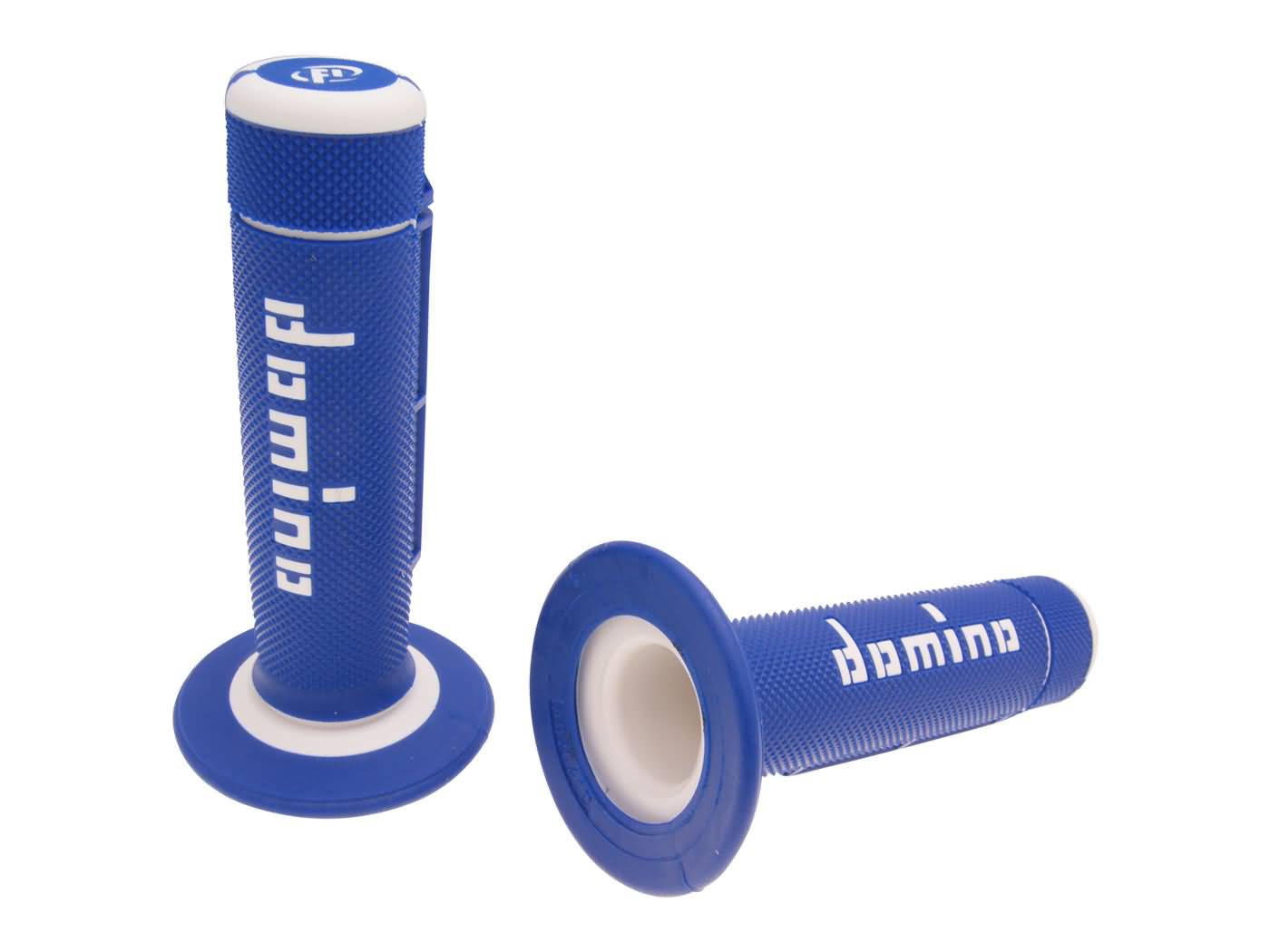 vairo gripsai / guminės rankenos komplektas Domino A020 ​​OFF-ROAD pusvaflinis mėlynas/baltas