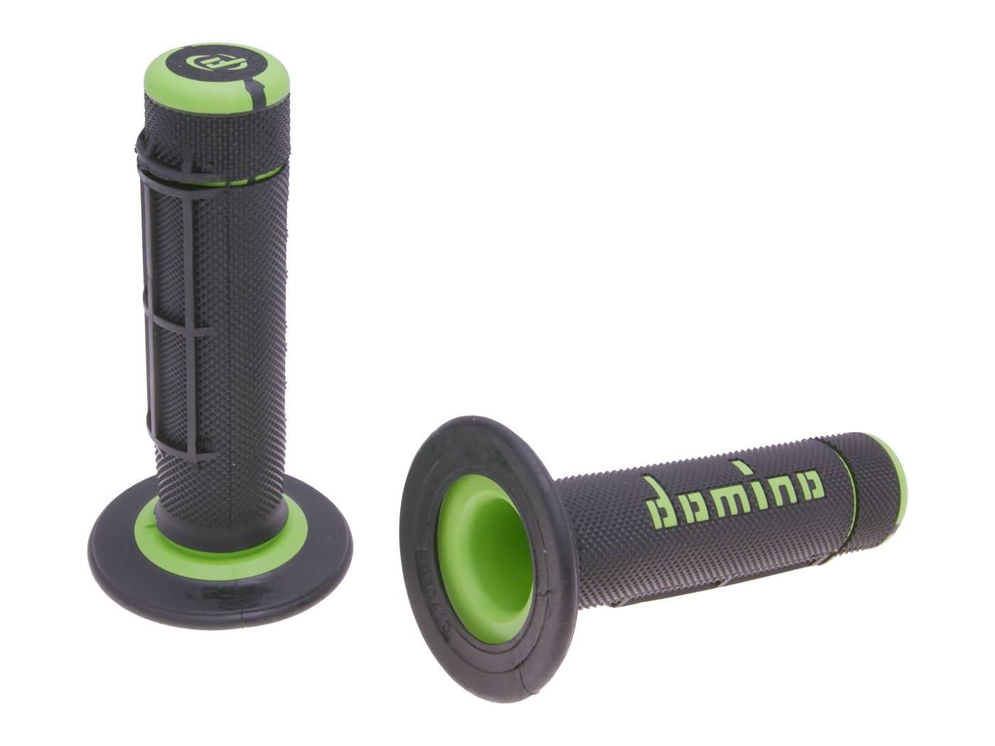 vairo gripsai / guminės rankenos komplektas Domino A020 ​​OFF-ROAD pusvaflinis juodas/žalias