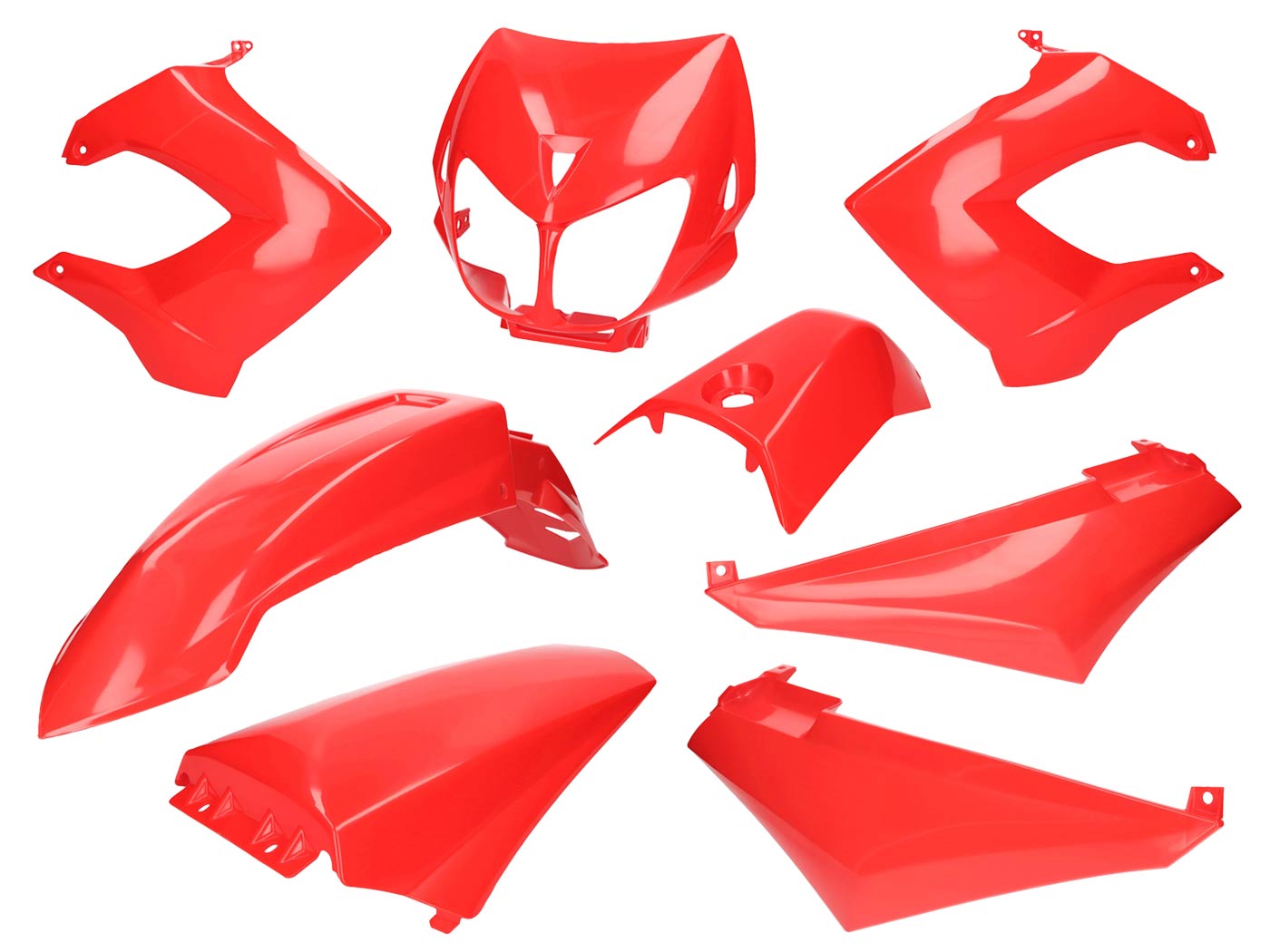 plastikų komplektas raudonas, skirtas Derbi Senda R, SM X-Treme, SM DRD