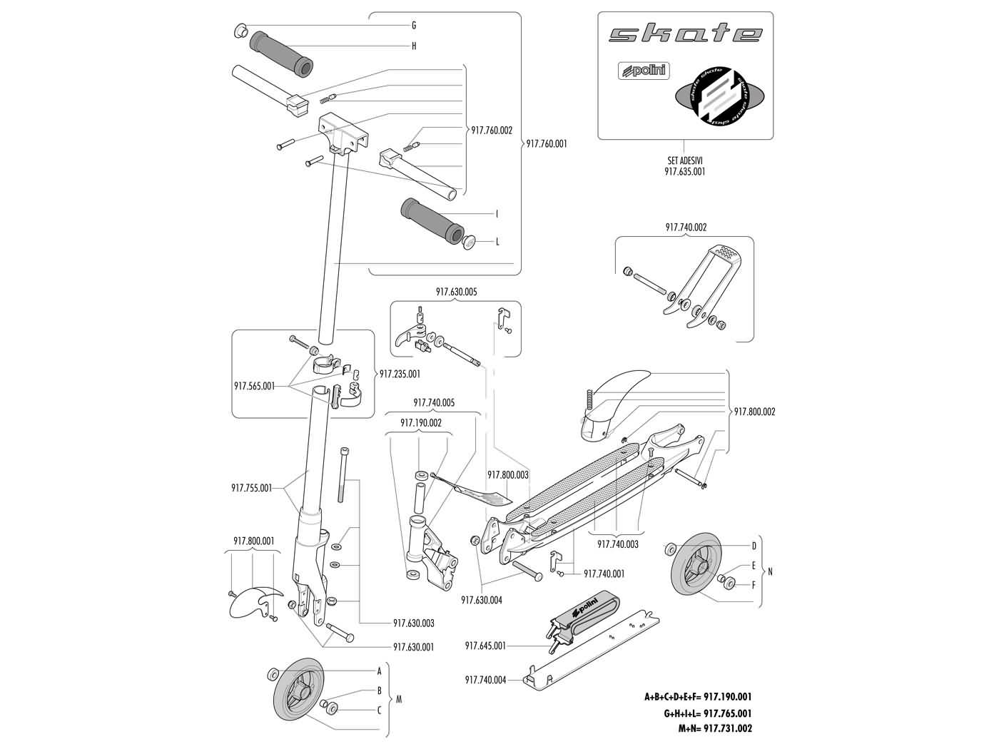 sulankstomo mechanizmo dangtelis / atramos dangtelis Polini City Scooter SKATE