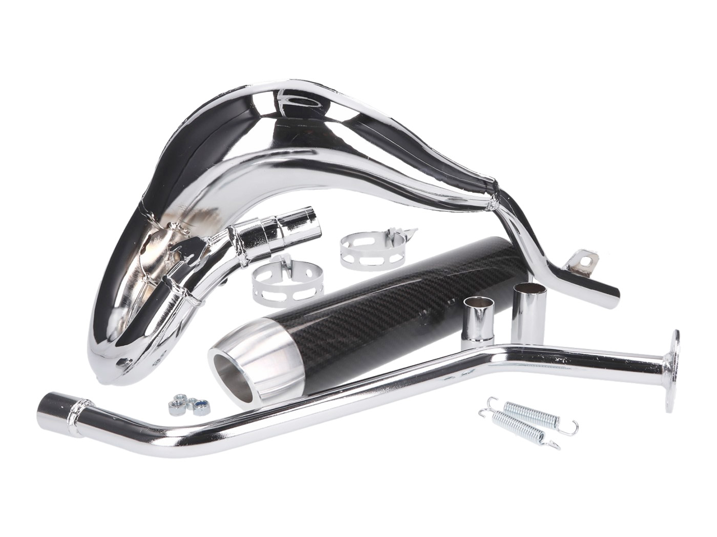 Duslintuvas TURBO KIT „Bufanda RQ“ chromas, skirtas „Generic Trigger“, „Keeway“, „KSR-Moto“, „Ride“, „Explorer“