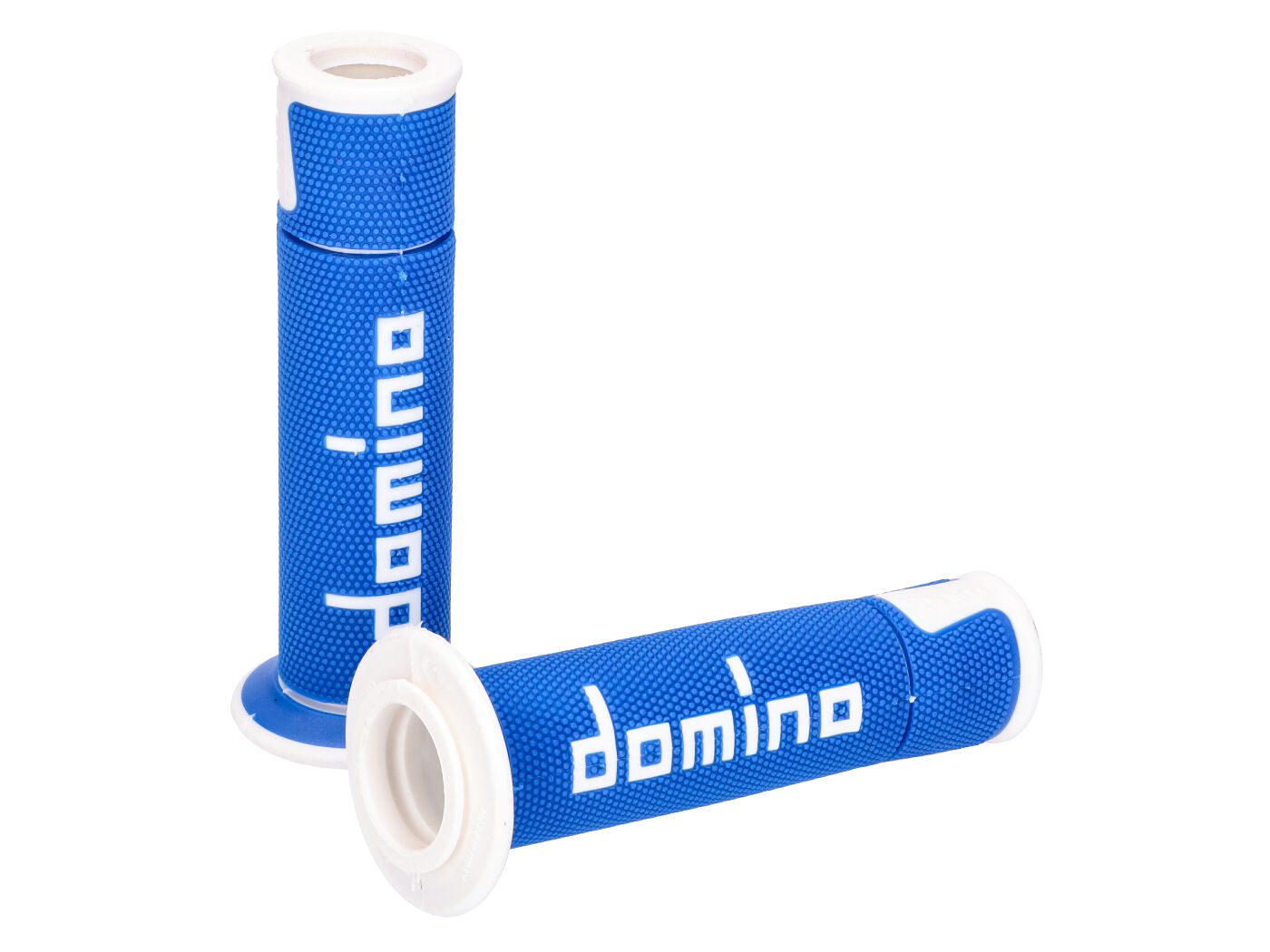 vairo Guminės rankenėlės Domino A450 on-road racing mėlynos/baltos atviros rankenos