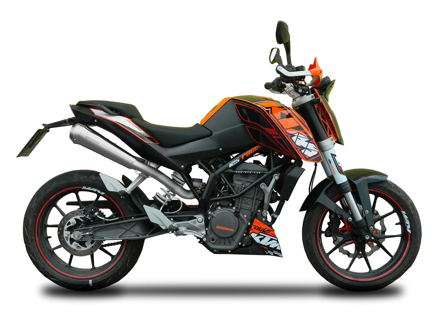 duslintuvas / duslintuvas Spark High-Mount GP-Style nerūdijantis plienas, skirtas KTM Duke 125, 200 11-16