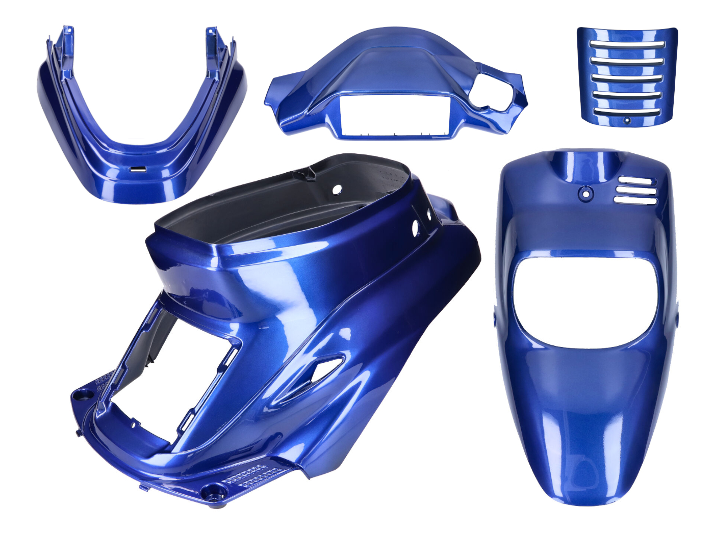 Plastikų komplektas mėlynas metalinis 5 dalių MBK Booster -2004, Yamaha BWS -2004