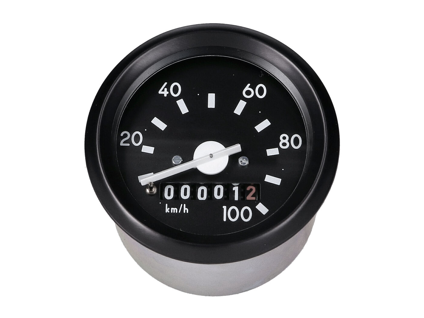 spidometras 100 km/h apvalios formos 60 mm be posūkio rodiklio lemputės Simson S50, S51, S70