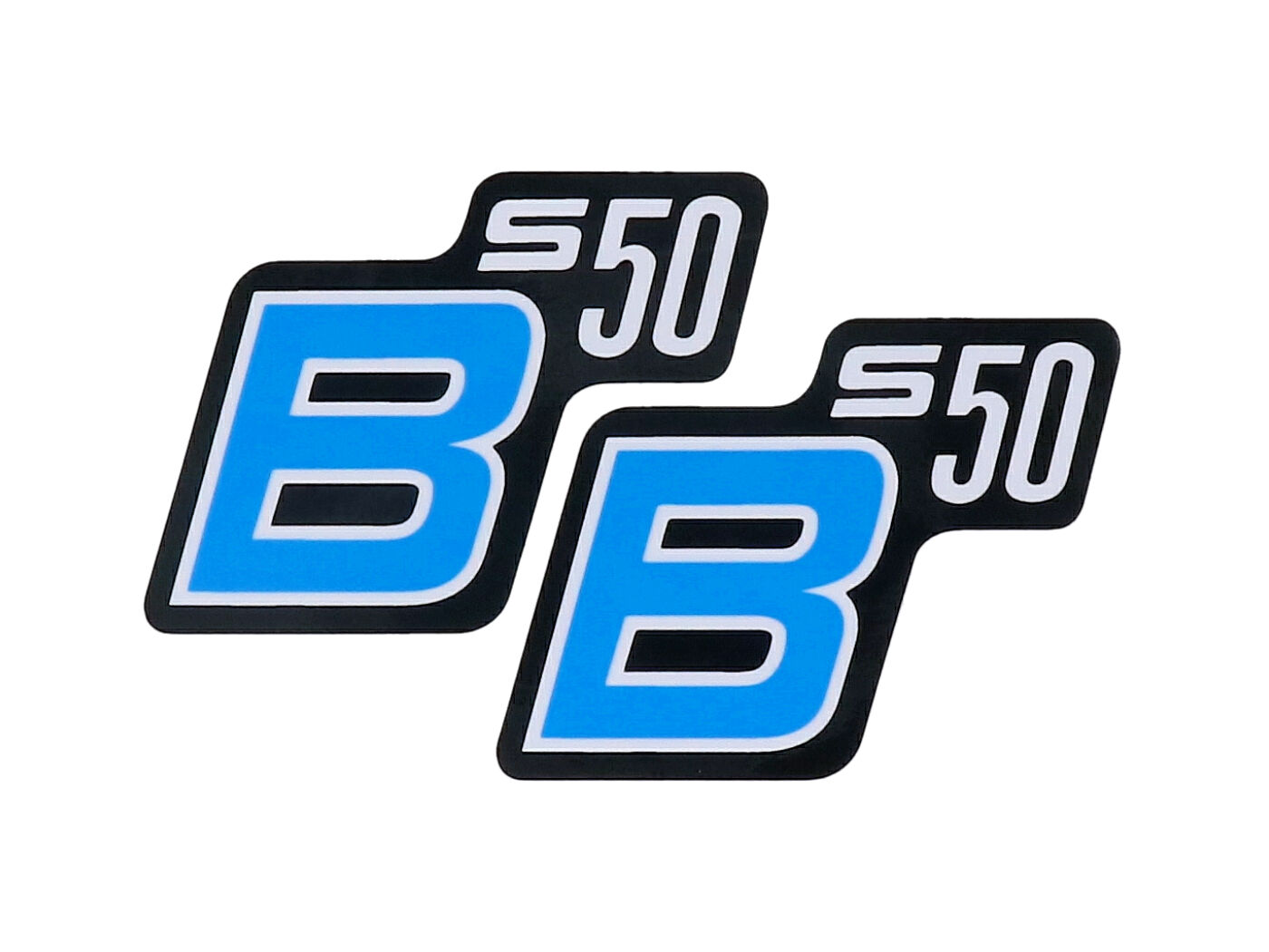 logotipo folija / lipdukas S50 B juoda-šviesiai mėlyna 2 vnt. Simson S50