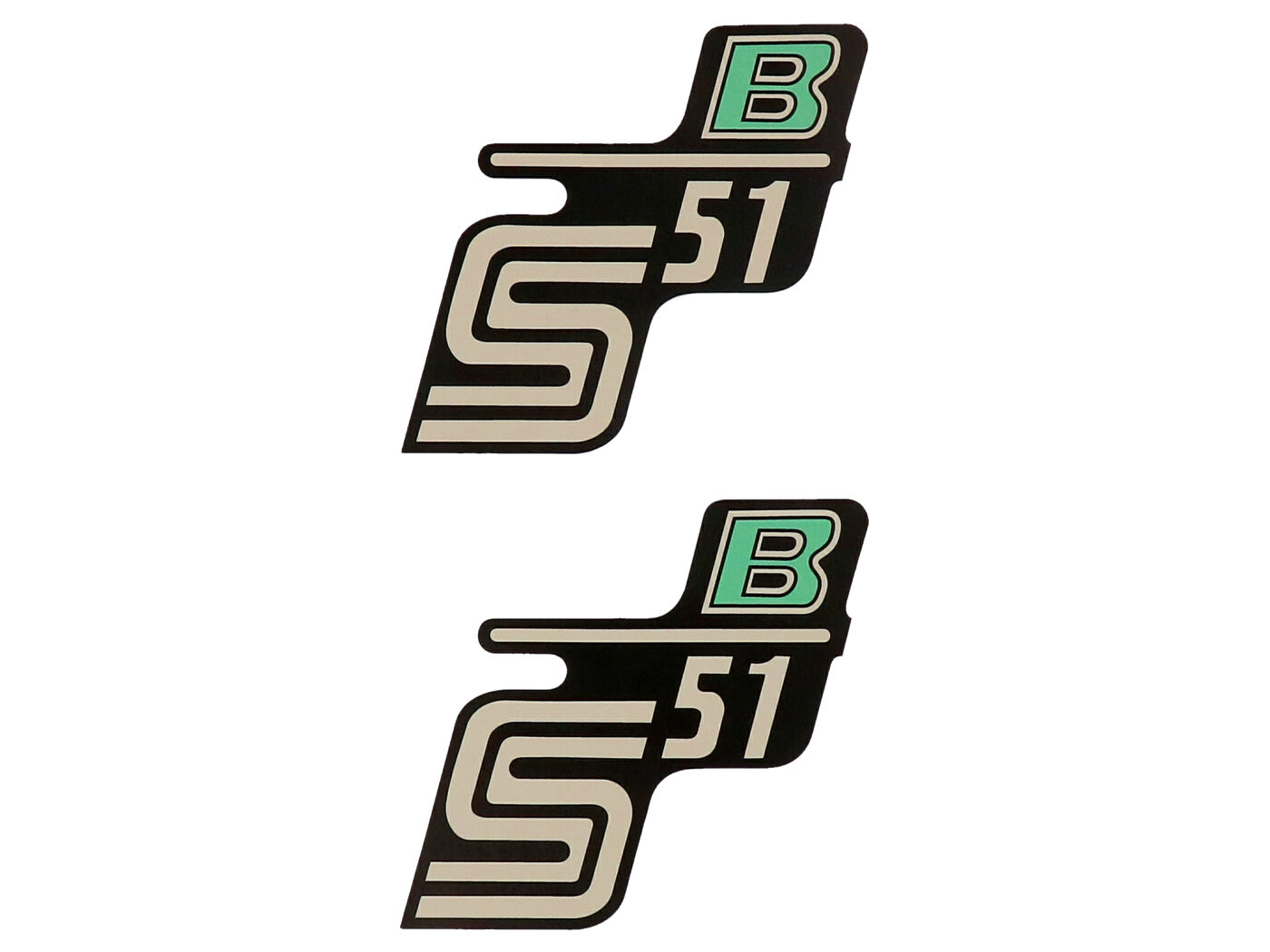 logotipo folija / lipdukas S51 B juoda-šviesiai žalia 2 vnt. Simson S51