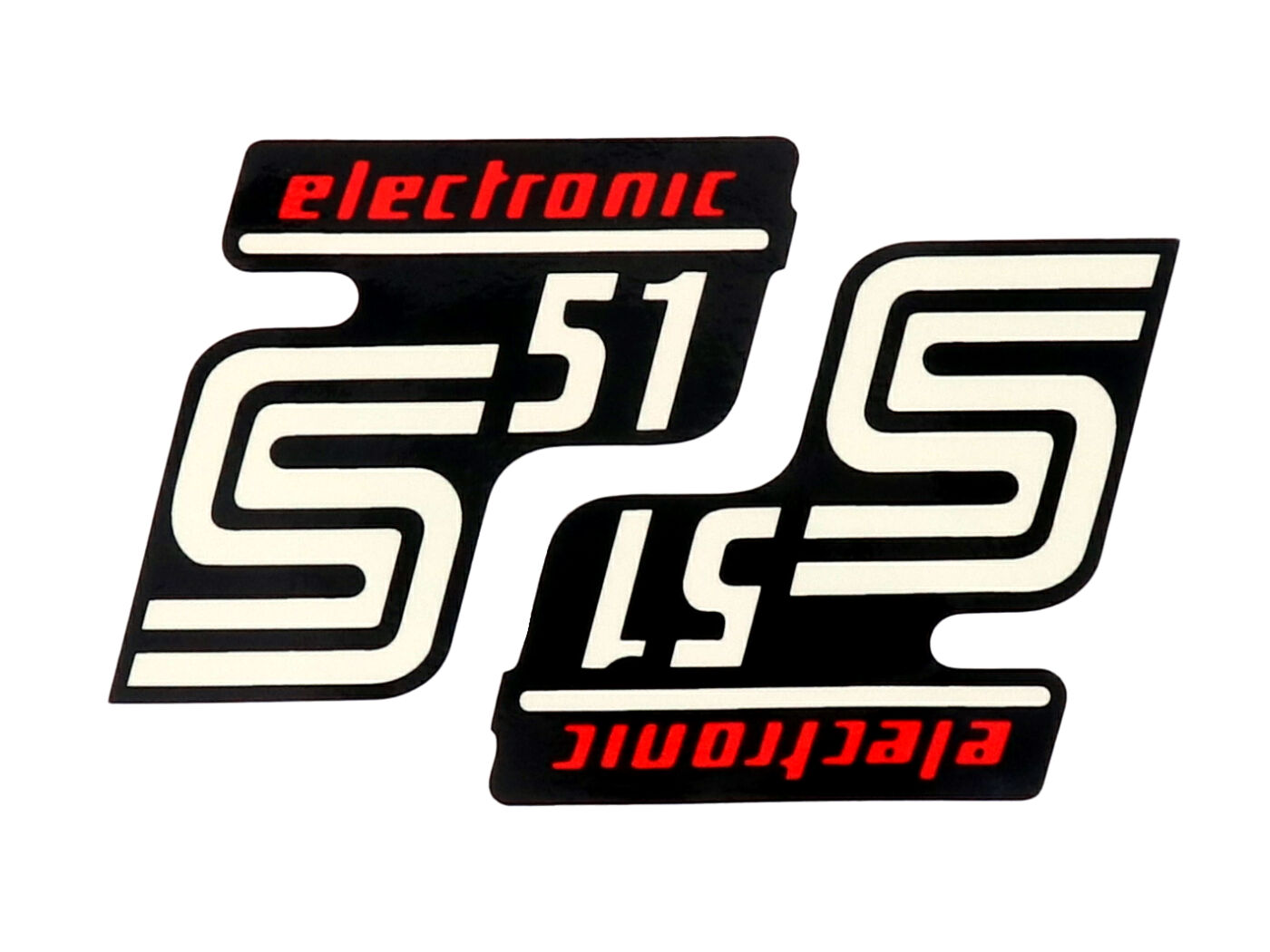 logotipo folija / lipdukas S51 Elektronik juodai raudonas 2 vnt. Simson S51
