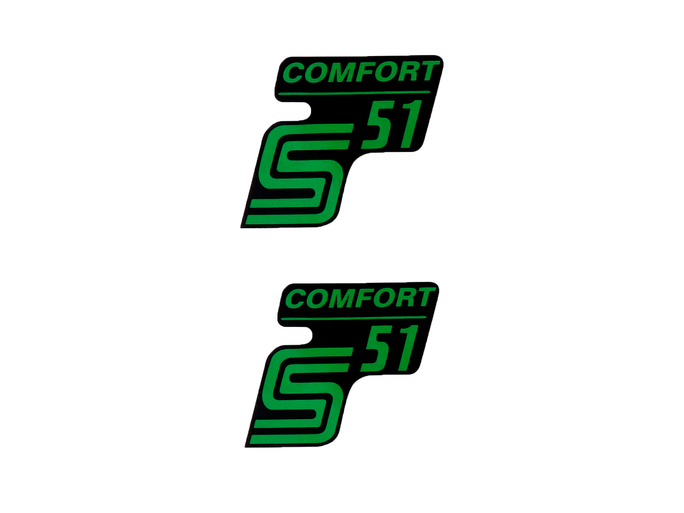 logotipo folija / lipdukas S51 Comfort juoda-žalia 2 vnt. Simson S51