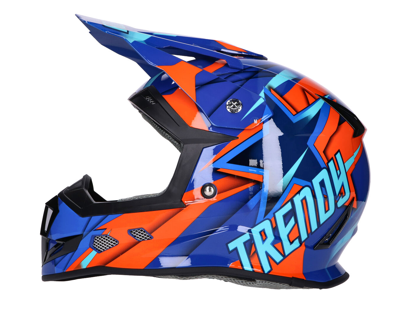 šalmas Motocross Trendy T-902 Dreamstar mėlyna / oranžinė - dydis XL (61-62)