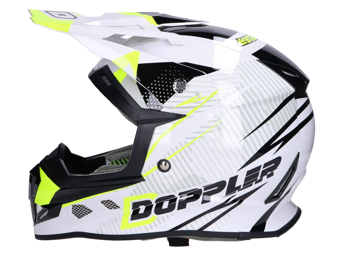 šalmas Motocross Doppler Off-Road baltas / geltonas / juodas - dydis XL (61-62)