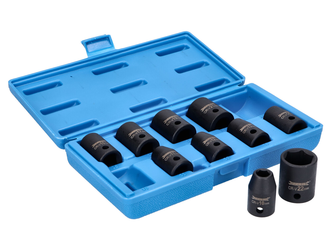 smūginių veržliarakčių komplektas 10 dalių 1/2 colio 10-22 mm, trumpas