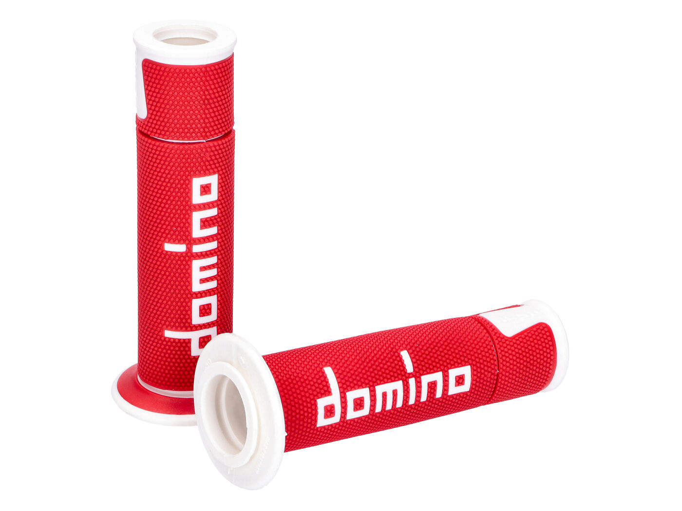 vairo Guminės rankenėlės Domino A450 on-road racing raudona/balta su atvirais galais