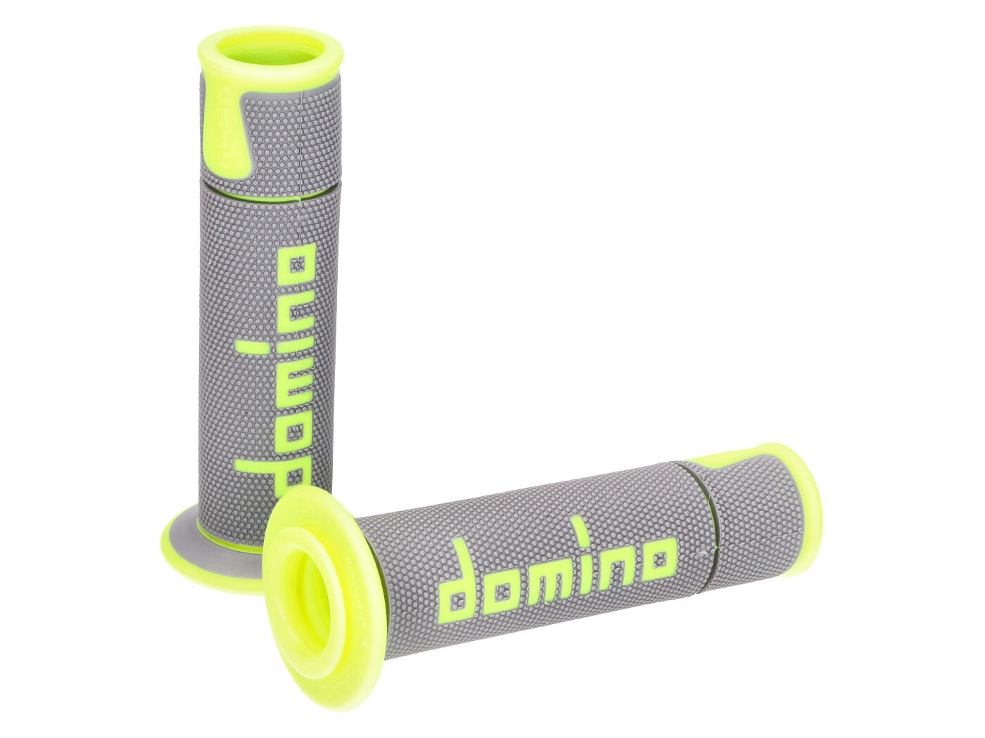 vairo Guminės rankenėlės Domino A450 on-road racing pilka / geltona su atvirais galais