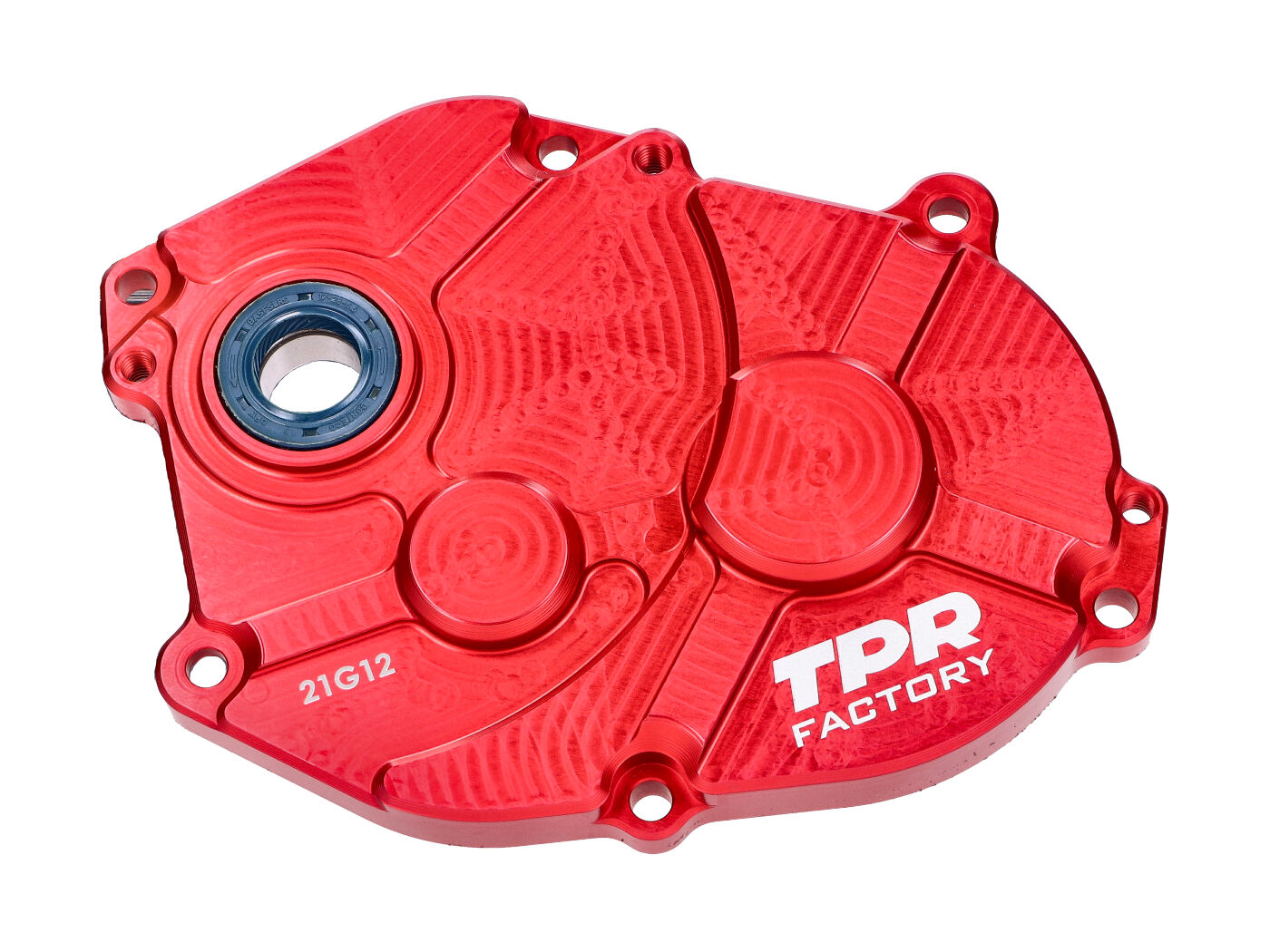 pavaros dangtis / transmisijos dangtis Racing TPR Factory CNC anoduotas raudonai Minarelli long type