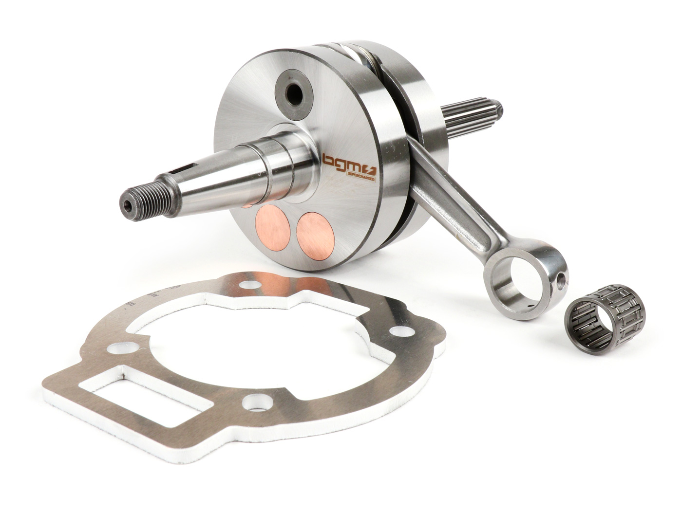 Alkūninio veleno ilgas eigas -BGM Evolution 2 55mm eiga, 110mm strypas, Ø=90mm atramos- Piaggio Maxi 2-taktis - įsk. tarpinė, Aprilia SR125, Gilera Runner 125FX, 180FXR, Italjet Dragster 125, 180, Piaggio SKR125, SKR150, TPH125, Skipper125, Skipper150, Hexagon 1