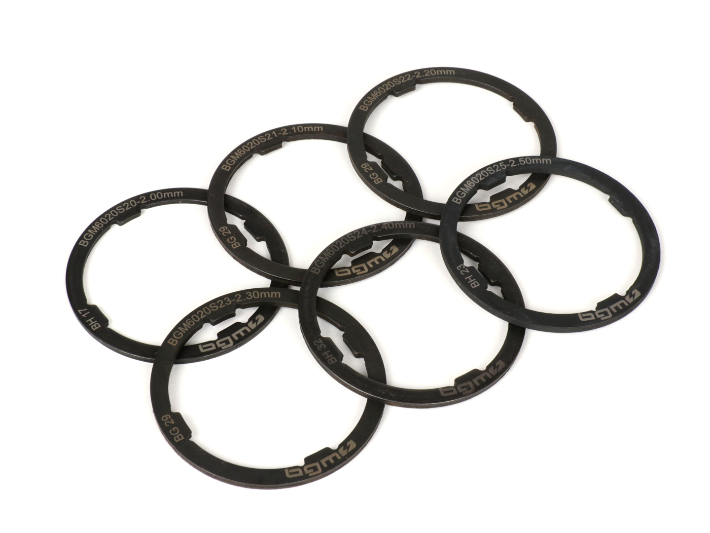 Pavarų dėžės tarpiklių komplektas -BGM ORIGINALUS- Vespa Largeframe VNA, VNB, VBA, VBB, GL, Sprint, GT, GTR, TS, Rally, PX (-1984) - 2,00-2,50 mm (+0,0 /- 0 ,04mm) - 6 vnt
