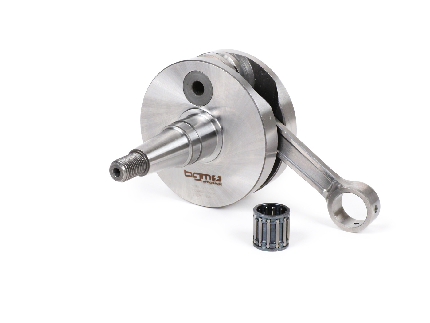 Alkūninis velenas -BGM Pro RACING (Lapelinių vožtūvų įsiurbimui) viso apskritimo juosta, 54 mm eiga, 105 mm strypas - Vespa PK125 XL2, PK125 ETS (Ø = 24 mm kūgis)