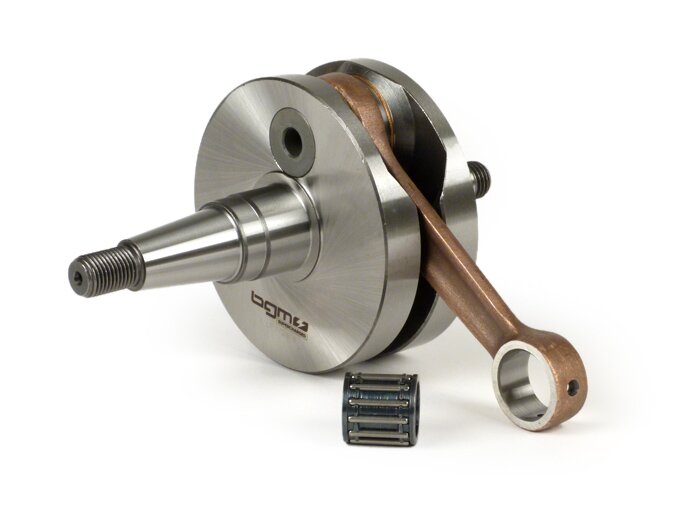 Alkūninis velenas - BGM Pro RACING (nendrių įsiurbimui) viso apskritimo juosta, 51 mm eiga, 97 mm traukė - Vespa PK125 XL2, PK125 ETS (Ø = 24 mm kūgis)
