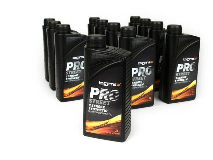 Aliejus -BGM PRO STREET- 2-taktis, sintetinis - 12x 1000ml - pigi pakuotė