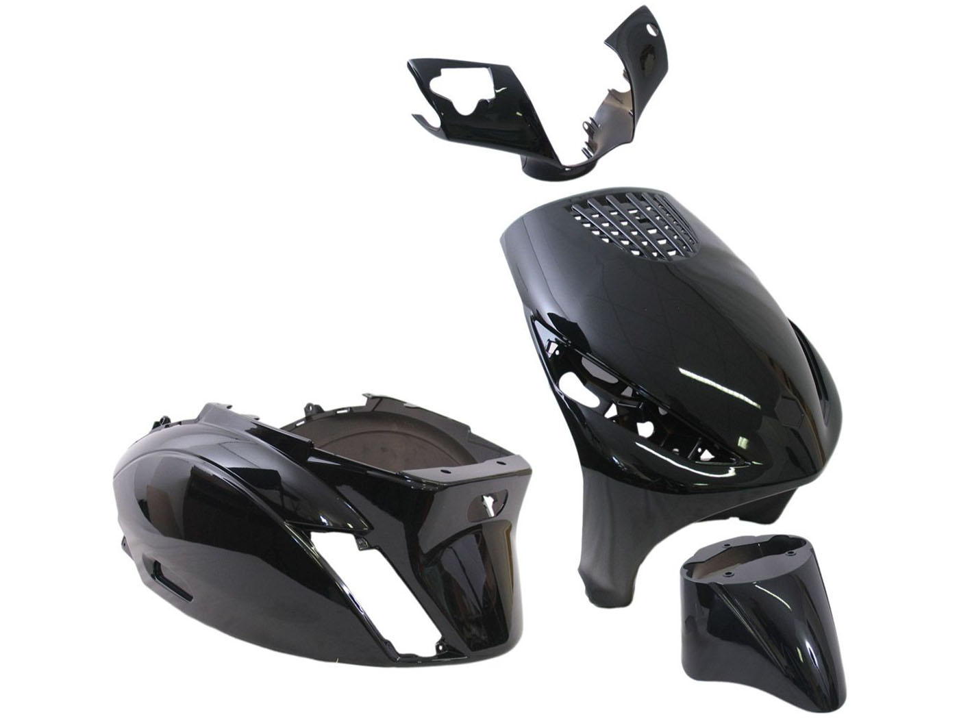 plastikų komplektas EDGE 5 dalių juodas metalinis Piaggio ZIP 2 AC