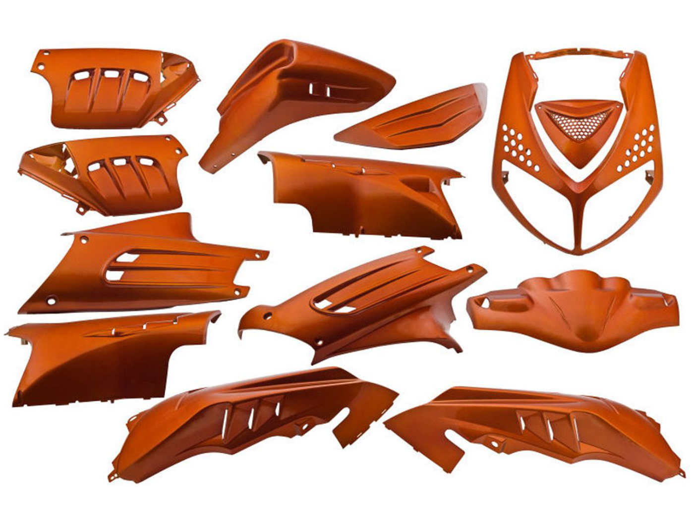 EDGE 13 dalių oranžinės spalvos metalinis plastikų komplektas, skirtas Peugeot Speedfight 2