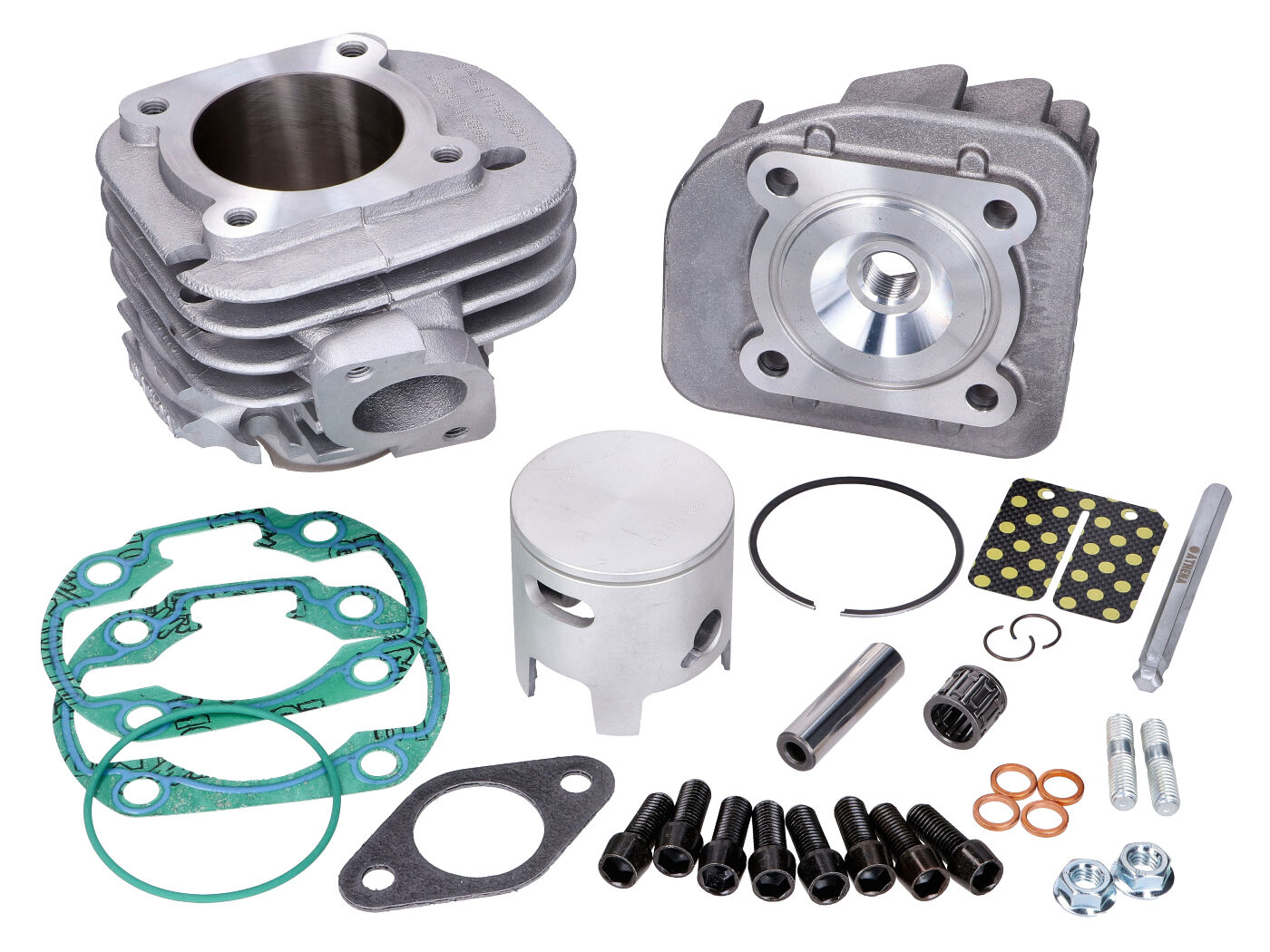 Cilindro komplektas Athena Big Bore Flange-Mount 70cc 47,6mm 10mm Stūmoklio pirštas Minarelli Horizontal