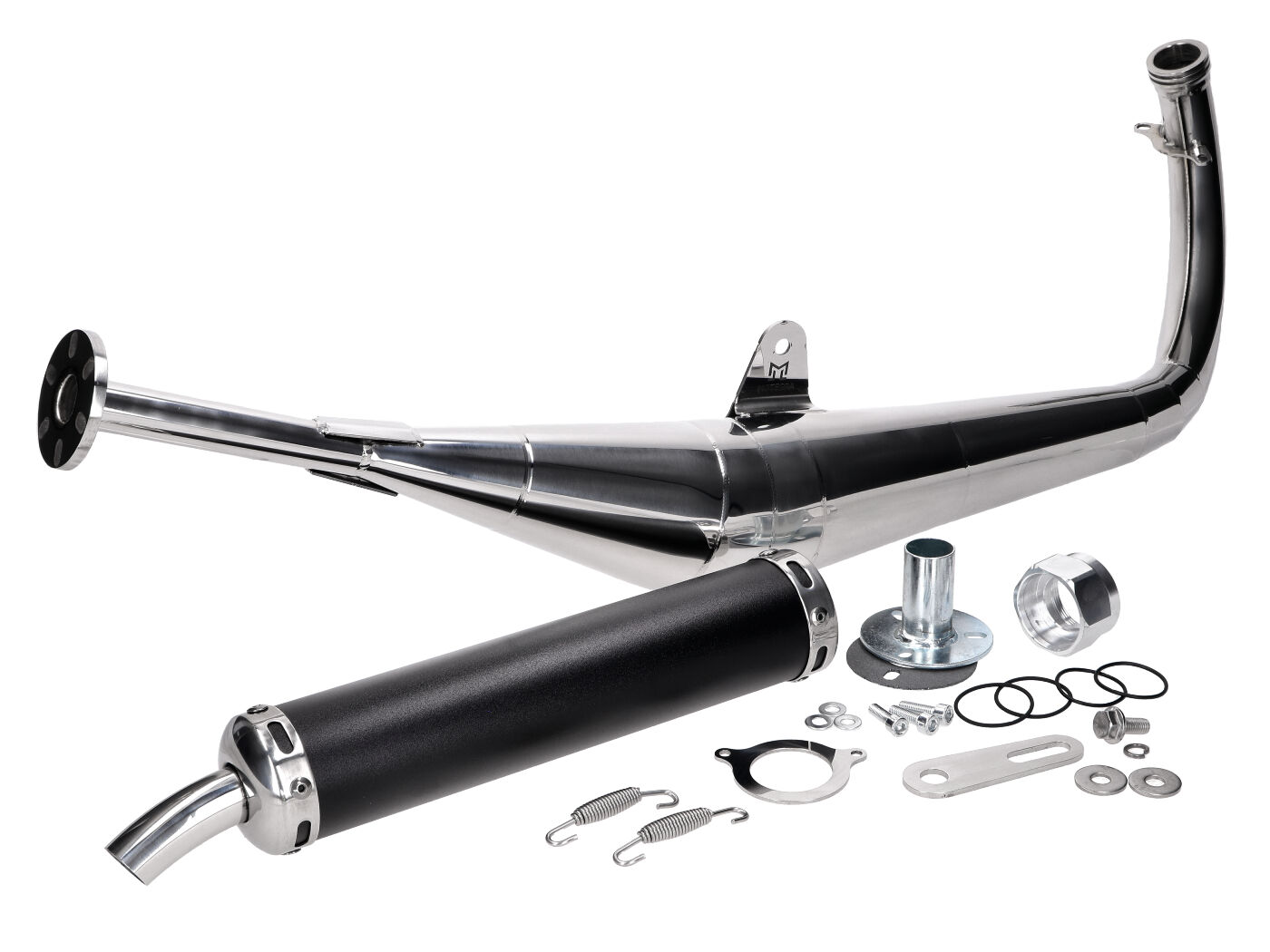 Išmetimo sistema Motegra Racing skirta 60-110cc poliruota įsk. galinis duslintuvas Simson S50, S51, S70