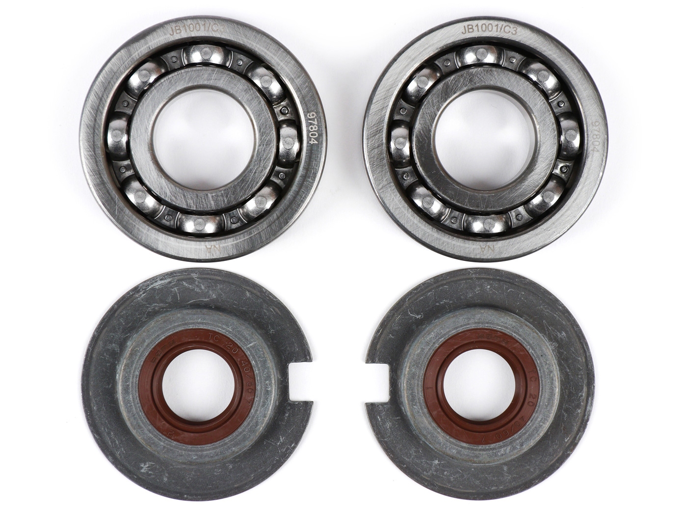 Alkūninio veleno guolių komplektas ir veleno sandariklių komplektas BGM PRO FKM/Viton® E10 atsparus Vespa Wideframe VM, VN, VL, VB, GS150 / GS3, VDTS, VD1, VD2, VNA1, VNA2, VBA1M