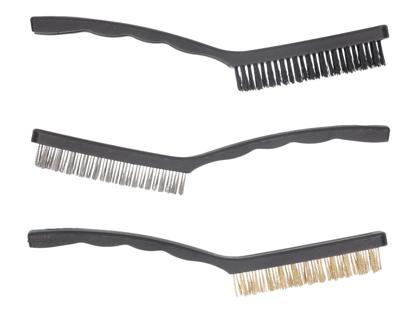 šepečių komplektas 225mm plienas, žalvaris, plastikas - 3 vnt
