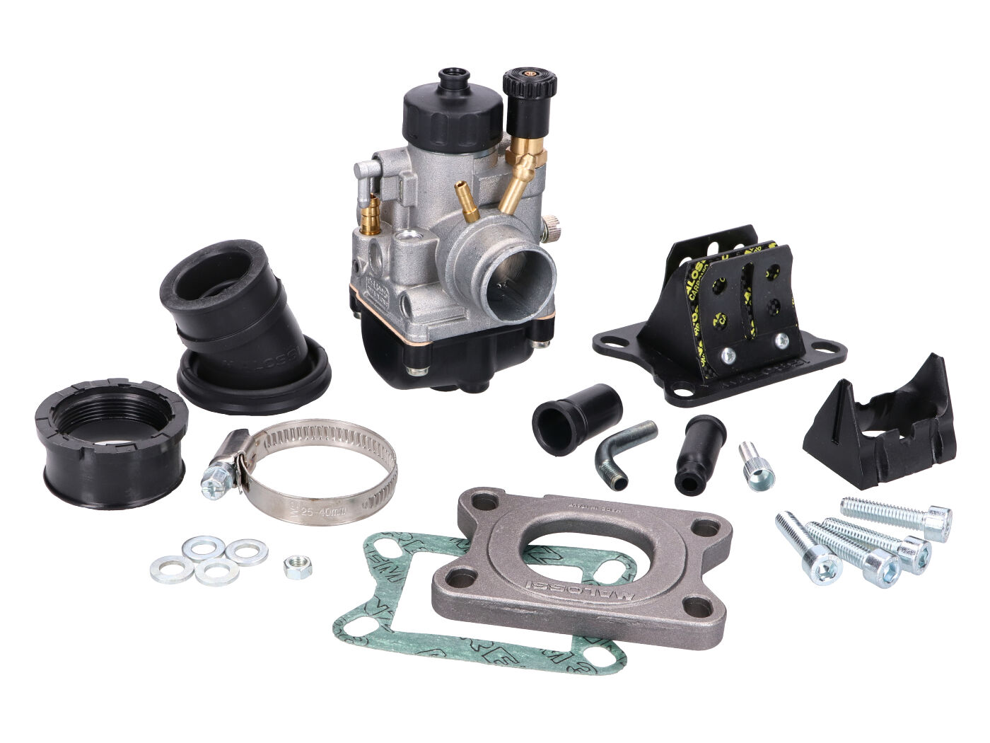 karbiuratoriaus komplektas Malossi PHBG 21 su nendrių bloku, skirtas Aprilia, Derbi, Gilera D50B0, D50B1, EBE, EBS