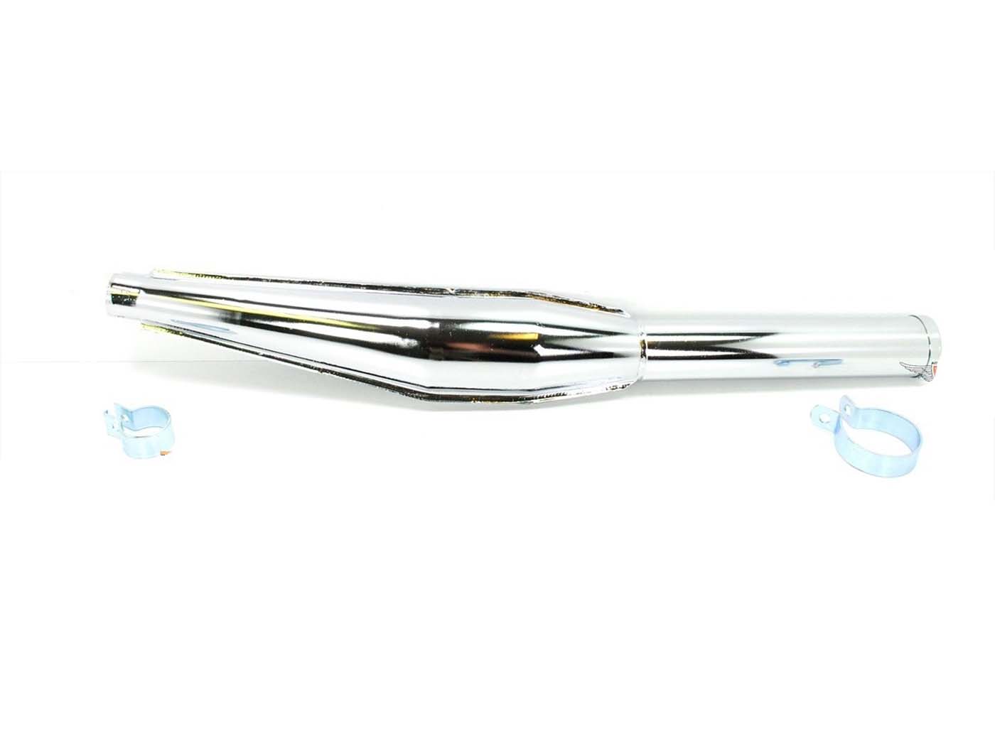 Išmetimo chromas 32 mm 660 mm, skirtas Zündapp CS, KS, GTS, ZR, ZD, ZL, C, Kreidler Florett, LF, LH, RMC, Flory, Hercules Prima, MK, K 50, Ultra, Puch Maxi, Monza