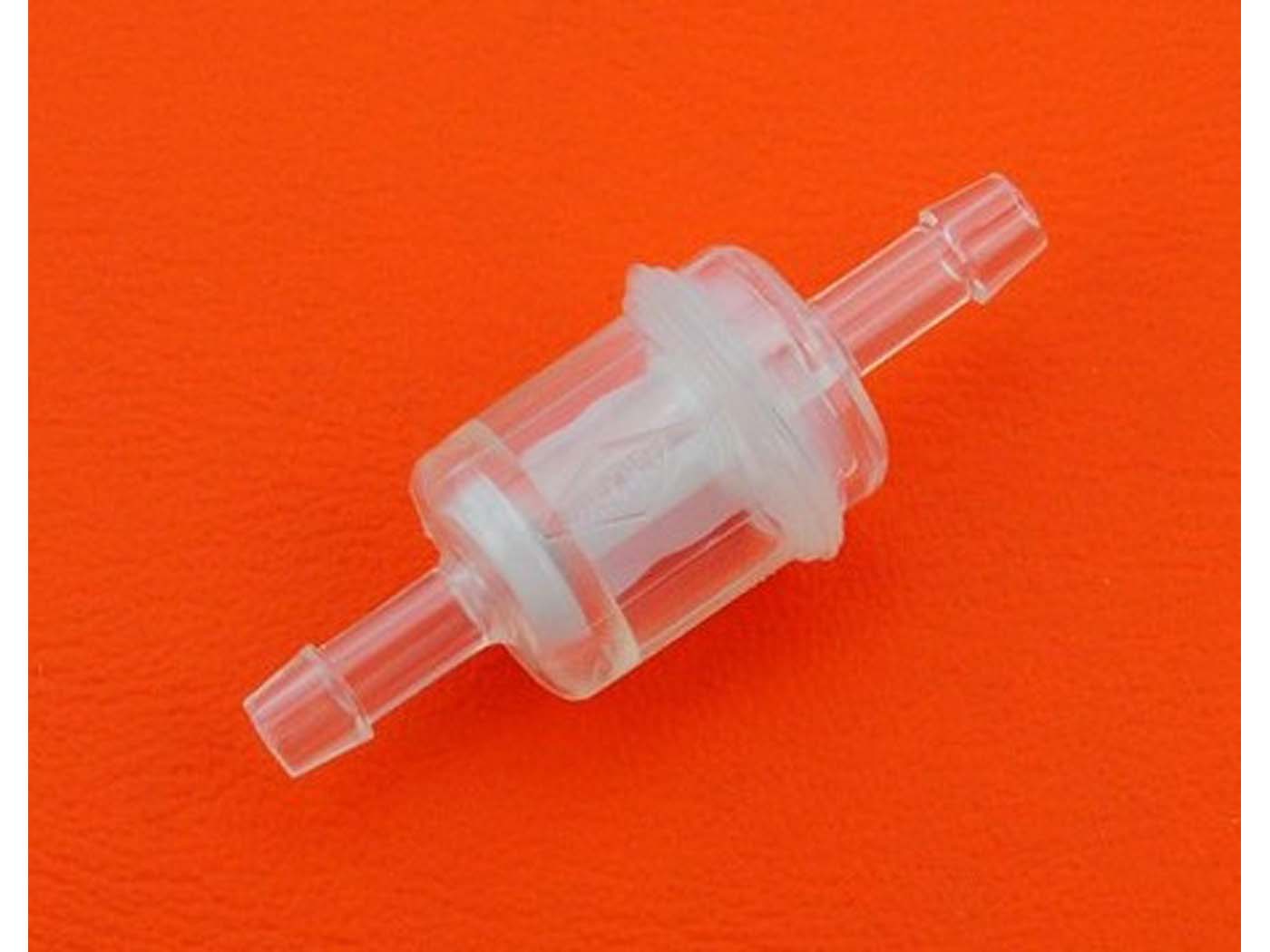 Benzino filtras Karcoma plastikinis 6 mm smulkus filtras, skirtas Zündapp CS, CX, Hai, M 50, Bergsteiger, GTS, C, KS, Star, Hercules Prima, M, Optima, K Ultra, MK, Kreidler Florett, Flory
