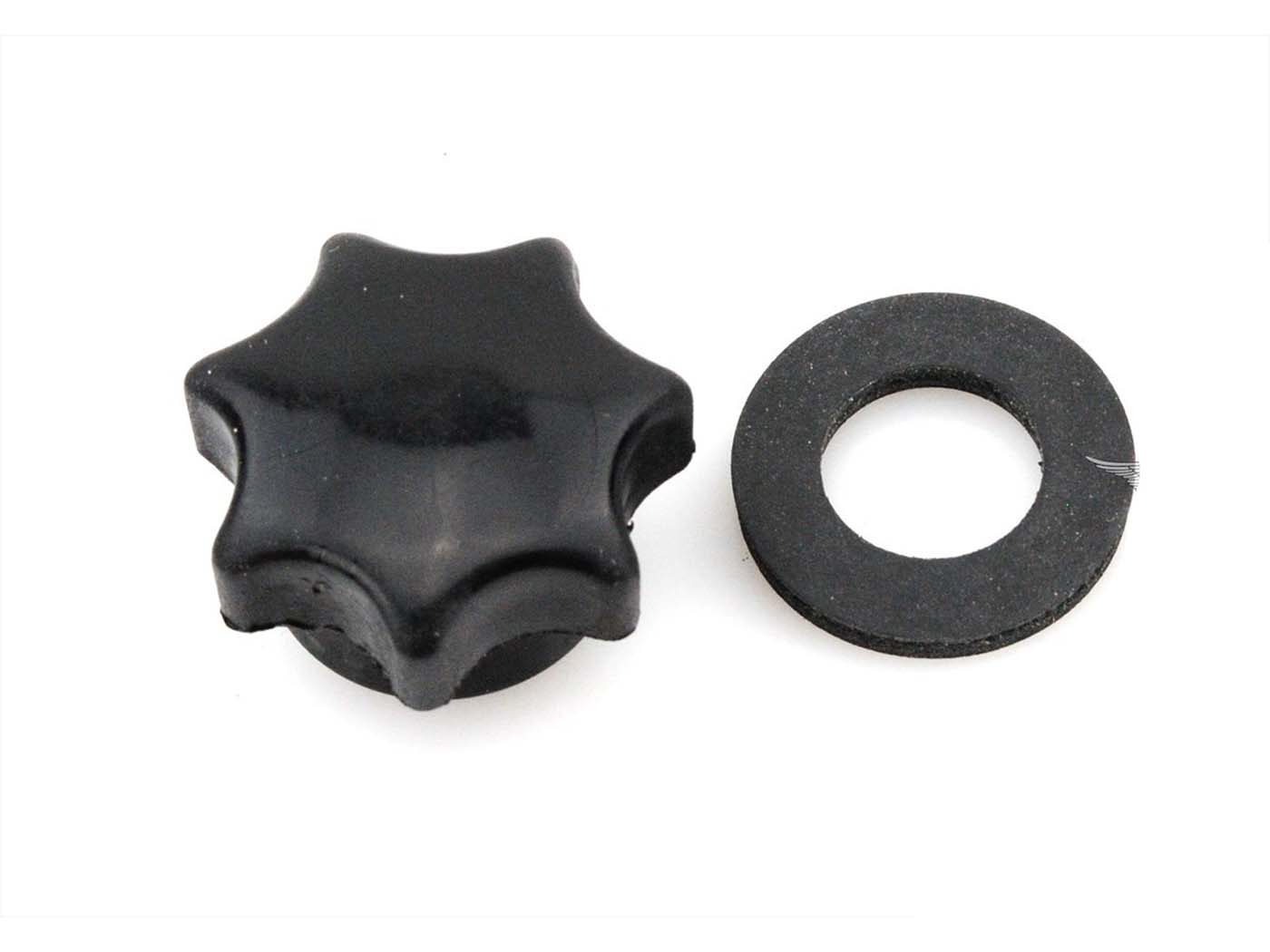 Žvaigždinė rankenos veržlė juoda su gumine poveržle, skirta Simson, KR51/1, KR51/2, SR4-2, SR4-3, SR4-4, SR50, SR80