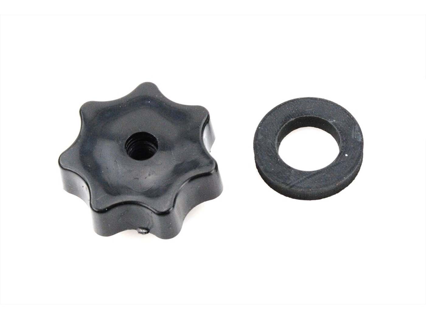 Žvaigždinė rankenos veržlė juoda su gumine poveržle, skirta Simson, KR51/1, KR51/2, SR4-2, SR4-3, SR4-4, SR50, SR80