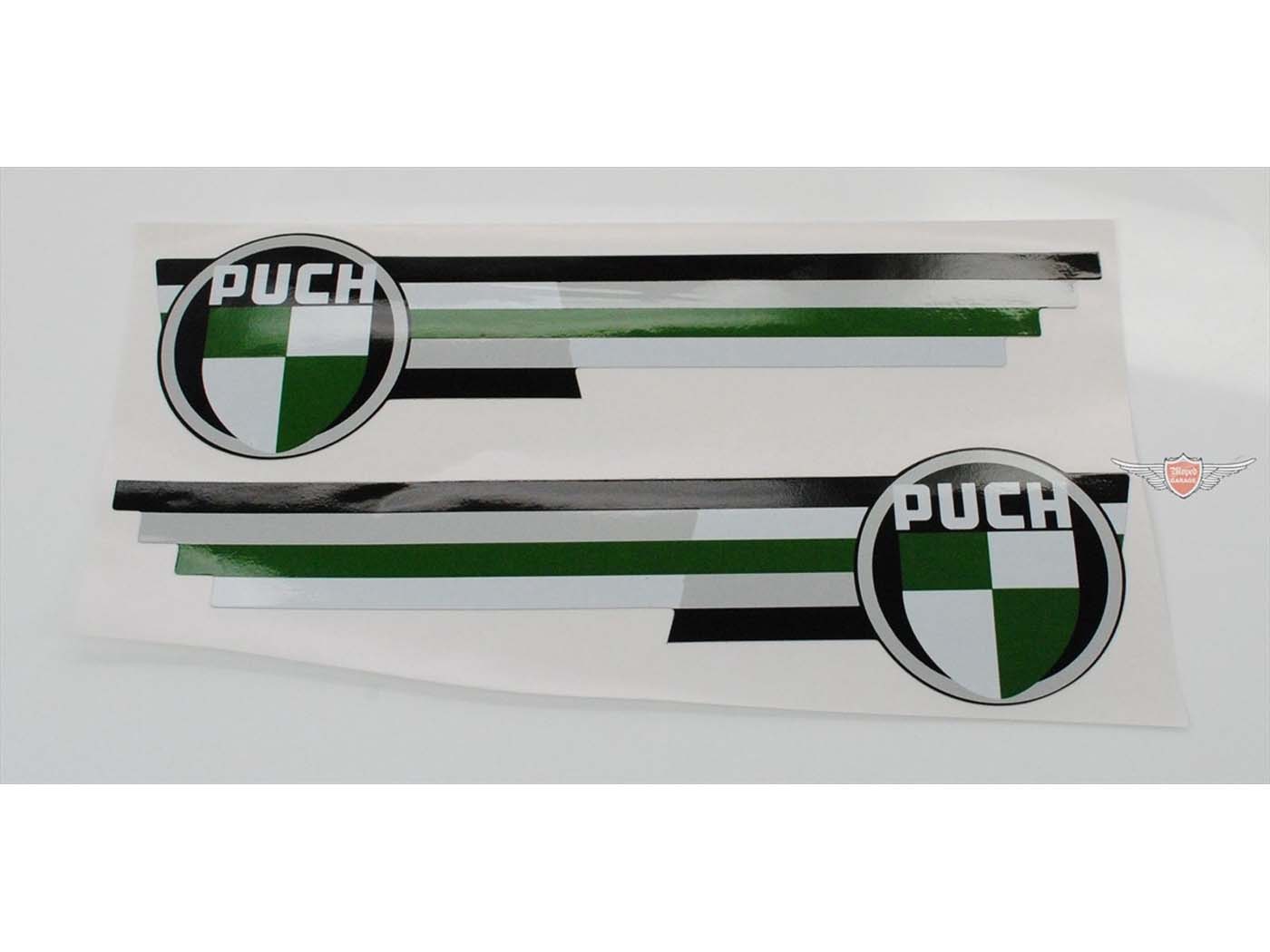 Lipdukų komplektas 2 bendras ilgis apytiksl. 210 mm aukščio 55 mm, skirtas Puch VZ 50 Mokick Dakota