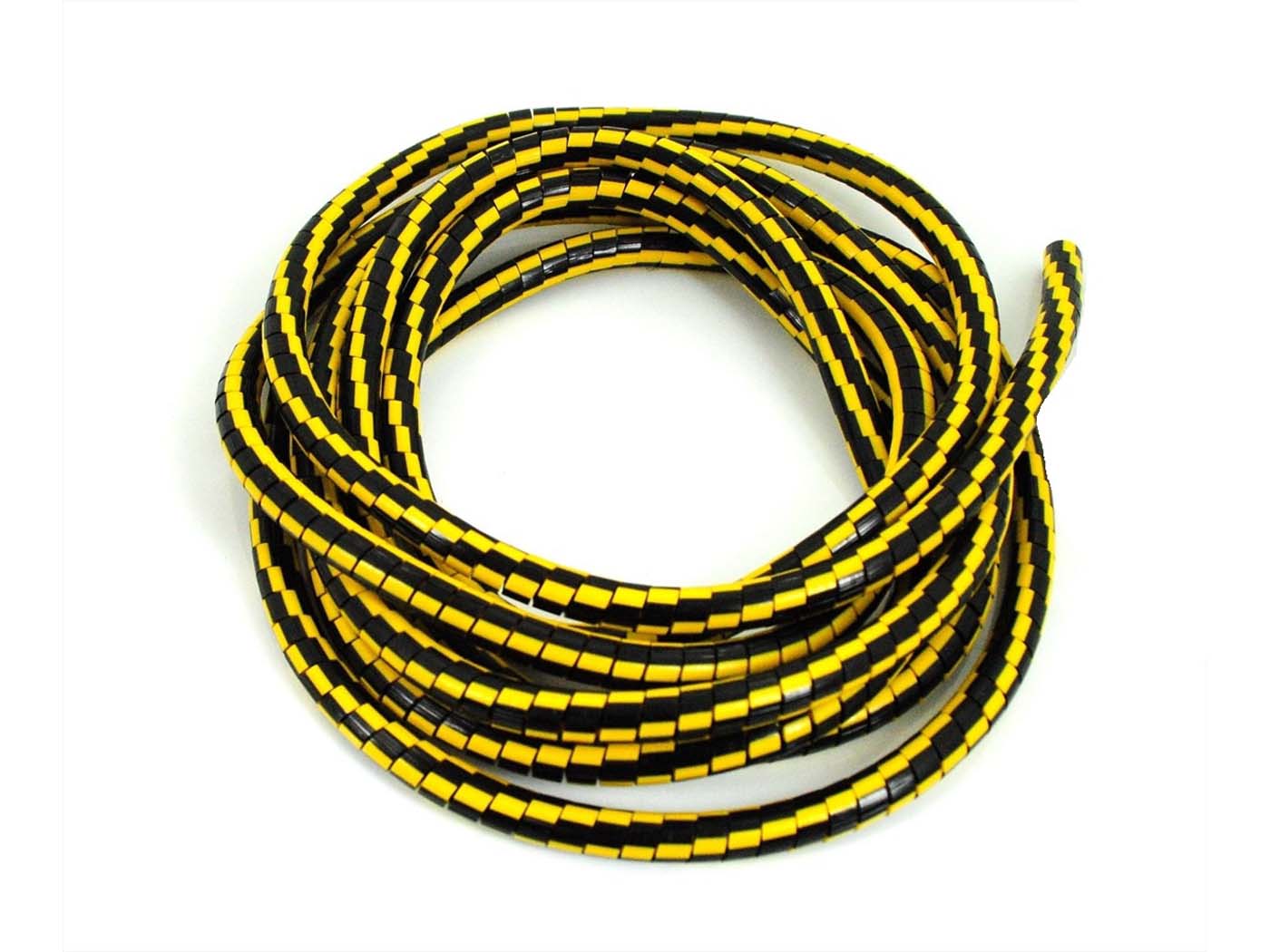 Kabelio dangtelio ilgis 200 cm kabeliams, kurių ilgis yra apytikslis. 5-8 mm skersmens juoda/geltona spalva mopedui, mopedui, mokickui, mopedui, motociklui, chopperiui, individualiems dviračiams