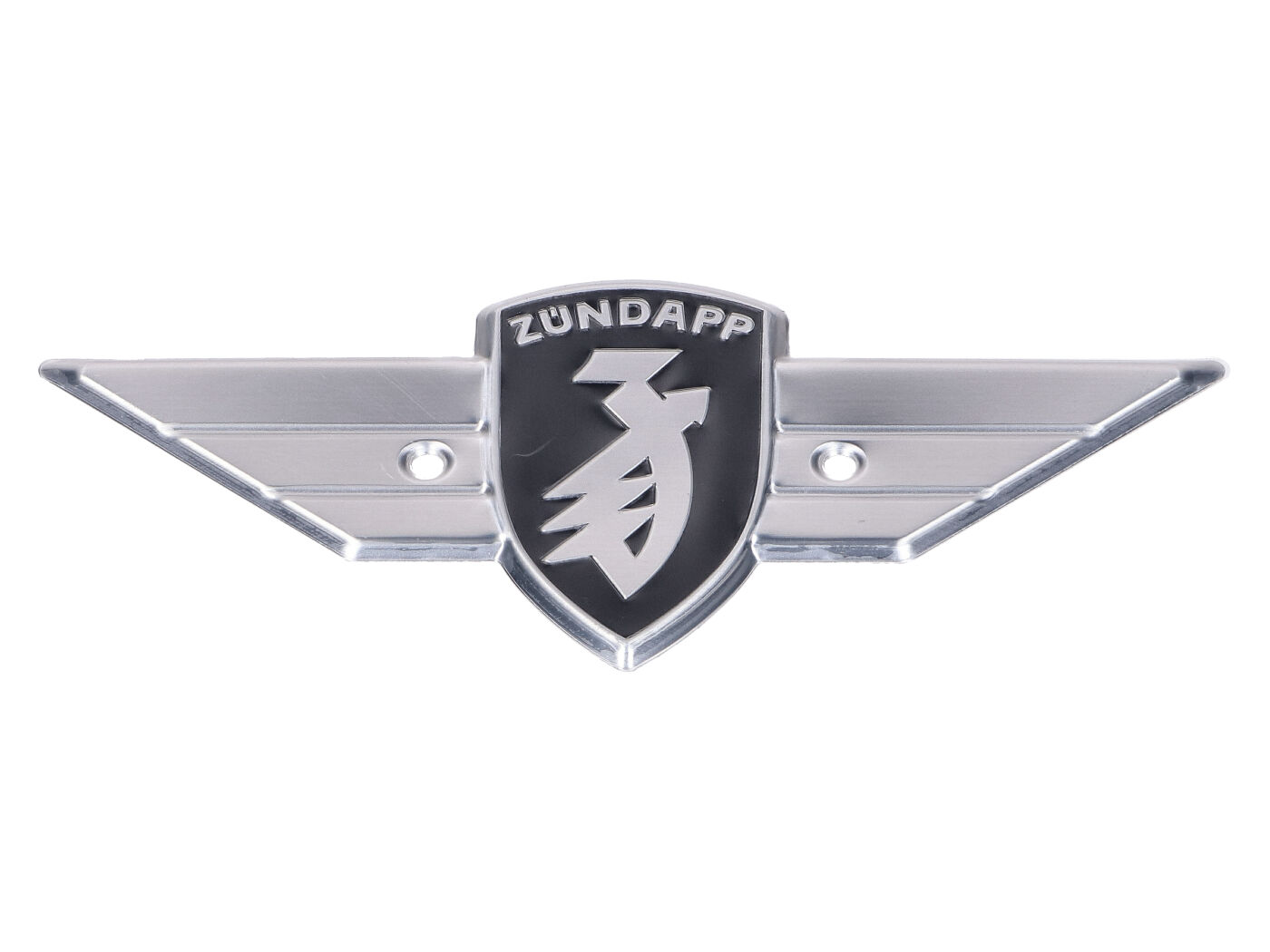 Kojų skydo emblema 107 mm x 45 mm tarpas tarp skylių 36 mm, skirtas Zündapp R 50, RS KS C Sport Combinette, Super Combinette