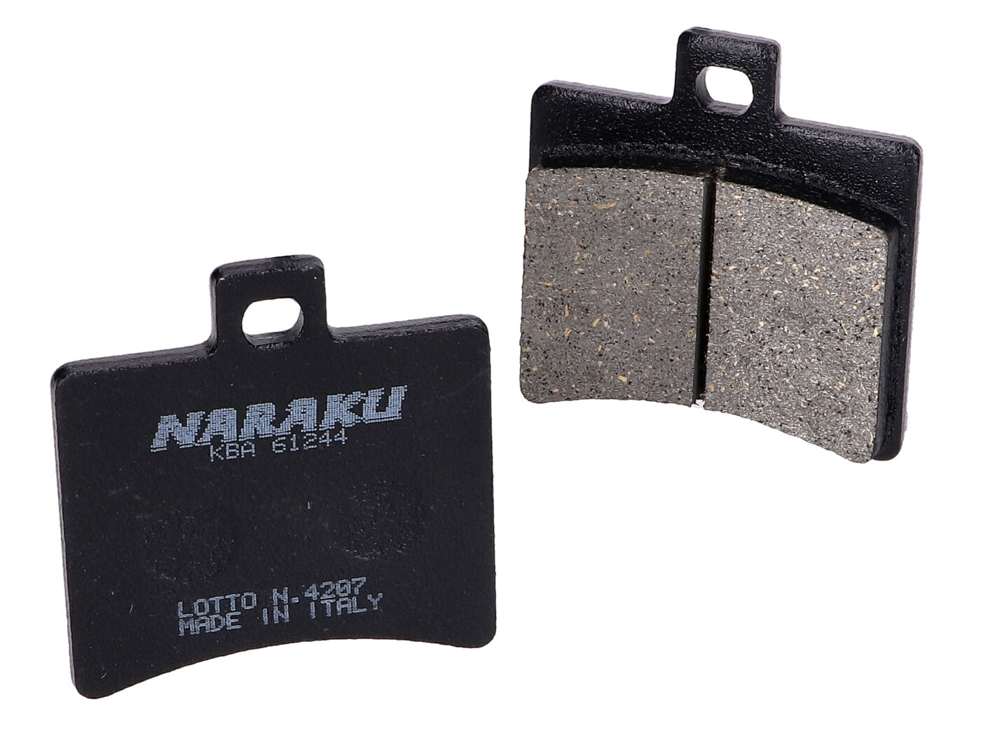 Stabdžių kaladėlės Naraku organic, skirtos Aprilia SR50, Scarabeo, Baotian BT49QT