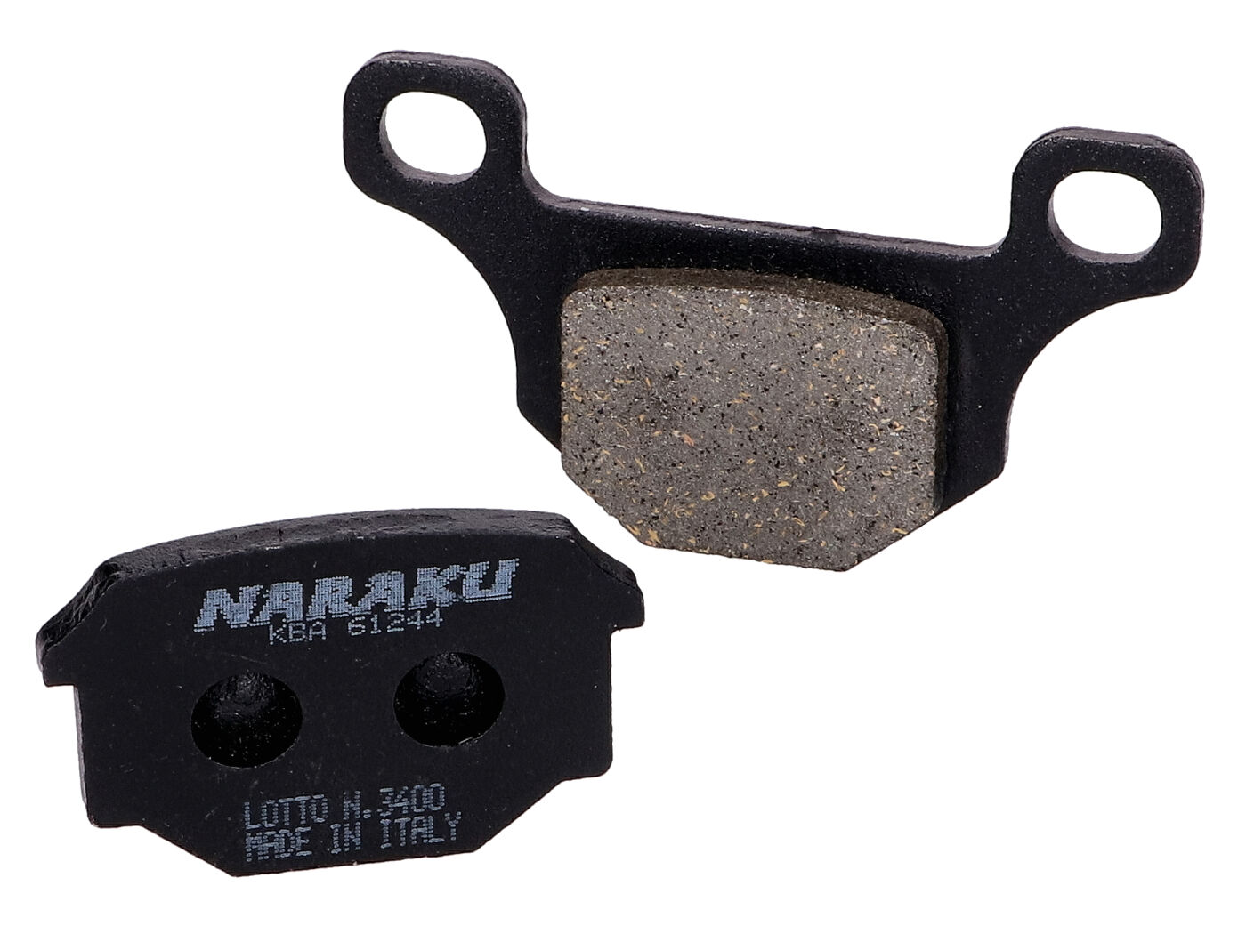 Stabdžių kaladėlės Naraku organic, skirtos Aprilia RS4, Derbi GPR, Motorhispania RX, Pegasus R50X, Rieju MRT