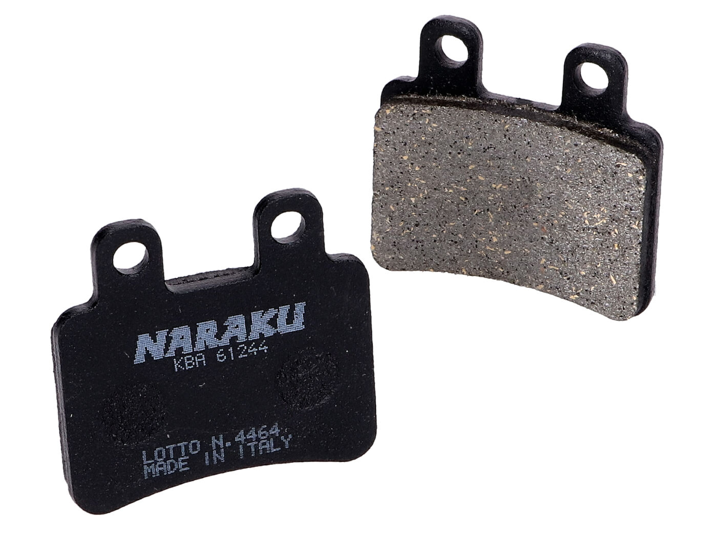 Stabdžių kaladėlės Naraku organic, skirtos Beta RR, Derby Senda, Italjet Jet Set, MBK X-Limit, Peugeot Elystar, Rieju RS2, Yamaha DT